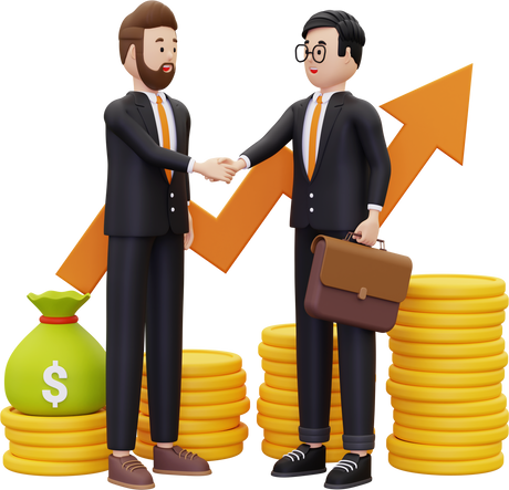 3d partnership with startup investor illustration